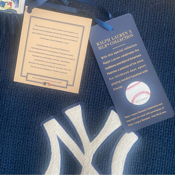 Polo Ralph Lauren Crewneck Sweater Cotton Yankees Embroidered Patch Baseball - Picture 7 of 9